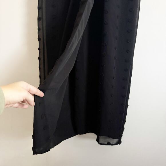 L'ACADEMIE Nicola Swiss Dot Midi Dress Black Medium M - Picture 5 of 11